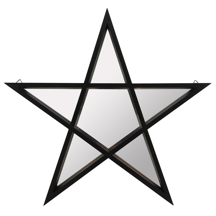 Black Framed Pentagram Mirrored Shelf