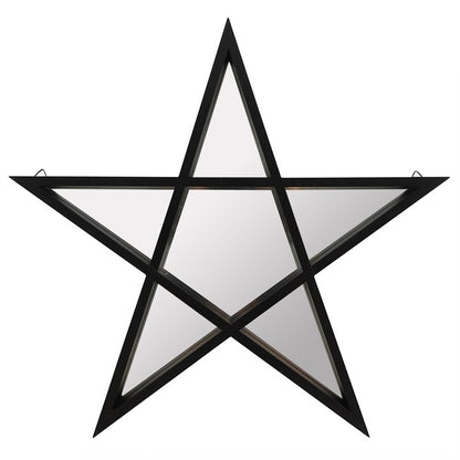 Black Framed Pentagram Mirrored Shelf